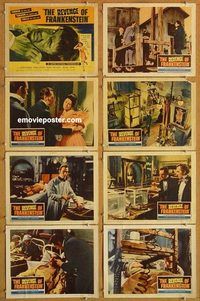 s592 REVENGE OF FRANKENSTEIN 8 movie lobby cards '58 Peter Cushing