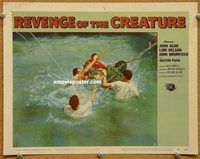 s599 REVENGE OF THE CREATURE movie lobby card #3 '55 caught in net!