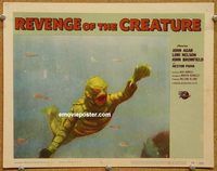 s597 REVENGE OF THE CREATURE movie lobby card #4 '55 he's underwater!