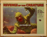s595 REVENGE OF THE CREATURE movie lobby card #8 '55 best close up!