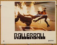 s609 ROLLERBALL movie lobby card #6 '75 death in the arena!