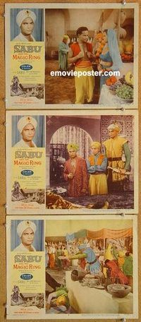 s612 SABU & THE MAGIC RING 3 movie lobby cards '57 William Marshall