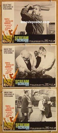 s620 SCREAM & SCREAM AGAIN 3 movie lobby cards '70 Vincent Price