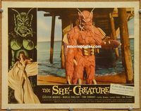 s631 SHE-CREATURE movie lobby card #2 '56 best monster close up!