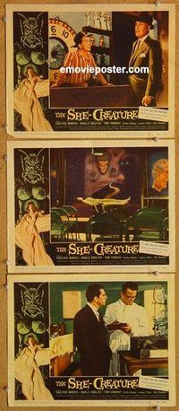 s632 SHE-CREATURE 3 movie lobby cards '56 monster from Hell!