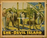 s633 SHE-DEVIL ISLAND movie lobby card '36 sexy babes in clamshells!
