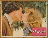 s654 SPIDERMAN movie lobby card #3 '77 kissing close up!