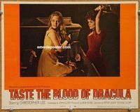 s679 TASTE THE BLOOD OF DRACULA movie lobby card #1 '70 pounding stake!