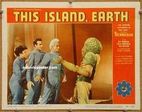 s704 THIS ISLAND EARTH movie lobby card #2 '55 classic monster card!