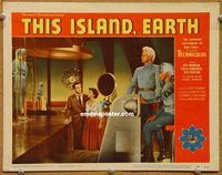 s708 THIS ISLAND EARTH movie lobby card #6 '55 inside the spaceship!