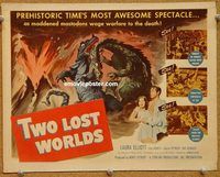 s732 TWO LOST WORLDS movie title lobby card '50 Norman Dawn, dinosaurs!