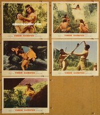 s751 VIRGIN SACRIFICE 5 movie lobby cards '59 classic sexy image!