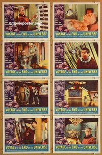 s758 VOYAGE TO THE END OF THE UNIVERSE 8 movie lobby cards '64 sci-fi!