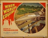 s776 WHEN WORLDS COLLIDE movie lobby card #1 '51 spaceship closeup!