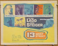 v088 13 WEST STREET title movie lobby card '62 Alan Ladd, Rod Steiger