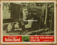 v214 ADVENTURES OF ROBIN HOOD movie lobby card R64 Errol Flynn closeup