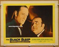 v287 BLACK SLEEP movie lobby card #6 '56 Basil Rathbone close up!