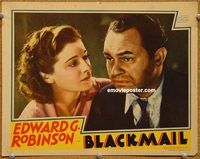 v290 BLACKMAIL movie lobby card '39 Edward G. Robinson close up!