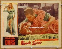 v294 BLONDE SINNER movie lobby card '56 sexy bad girl Diana Dors!