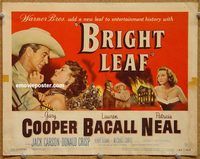 v102 BRIGHT LEAF title movie lobby card '50 Gary Cooper, Lauren Bacall