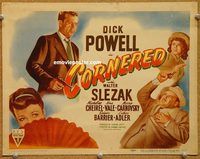v103 CORNERED title movie lobby card '46 Dick Powell, Walter Slezak