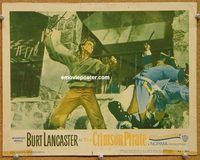 v374 CRIMSON PIRATE movie lobby card '52 Burt Lancaster close up!