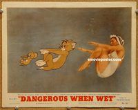v387 DANGEROUS WHEN WET movie lobby card #5 '53 Tom & Jerry card!