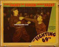 v441 FIGHTING 69th movie lobby card '40 James Cagney punching!