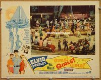 v472 GIRLS GIRLS GIRLS movie lobby card #4 '62 Elvis with hula girls!