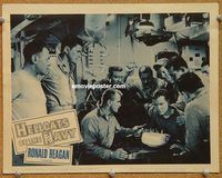 v521 HELLCATS OF THE NAVY movie lobby card #6 '57 Ronald Reagan, WWII