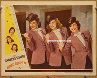 v546 HOW'S ABOUT IT movie lobby card '43 Andrews Sisters portrait!