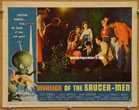 v562 INVASION OF THE SAUCER MEN movie lobby card #8 '57 lots of guys!