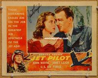 v573 JET PILOT signed movie lobby card #1 '57 Janet Leigh, John Wayne