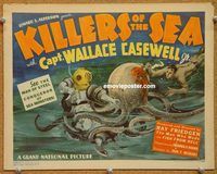 v145 KILLERS OF THE SEA title movie lobby card '37 Lowell Thomas, octopus!