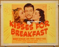 v146 KISSES FOR BREAKFAST title movie lobby card '41 Dennis Morgan, Wyatt