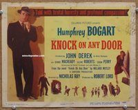 v147 KNOCK ON ANY DOOR title movie lobby card '49 Humphrey Bogart, Derek