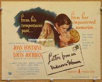 v150 LETTER FROM AN UNKNOWN WOMAN title movie lobby card '48 Joan Fontaine