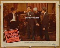 v613 LIFE WITH BLONDIE movie lobby card '45 Arthur Lake punched!