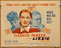 v152 LIZZIE title movie lobby card '57 Eleanor Parker, female Mr. Hyde!