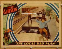 v622 LOCAL BAD MAN movie lobby card '32 Hoot Gibson on railroad train!