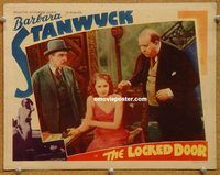 v623 LOCKED DOOR movie lobby card R30s Barbara Stanwyck, Rod La Rocque