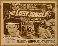 v153 LOST JUNGLE title movie lobby card '34 cool serial, Clyde Beatty