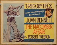 v154 MACOMBER AFFAIR title movie lobby card '47 Greg Peck, Joan Bennett