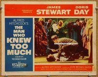 v648 MAN WHO KNEW TOO MUCH movie lobby card #2 '56 Stewart w/knife!