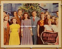 v653 MANHATTAN ANGEL movie lobby card #4 '48 cast singing carols!