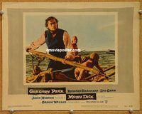 v679 MOBY DICK movie lobby card #1 '56 Gregory Peck close up!