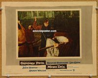v680 MOBY DICK movie lobby card #8 '56 mad Gregory Peck fighting!