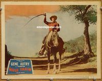 v693 MULE TRAIN movie lobby card '50 action-lashed Gene Autry western!