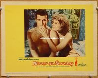 v709 NEVER ON SUNDAY movie lobby card #2 '60 Melinda Mercouri, Dassin