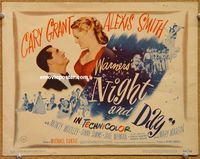 v163 NIGHT & DAY title movie lobby card '46 Cary Grant, Alexis Smith